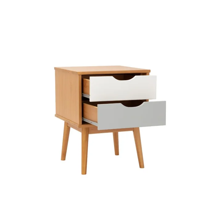 Mesa De Luz 2 Cajones - Linea Nordica en Madera natural - Cómodas, Uruguay | Rústico Hogar, vista 3