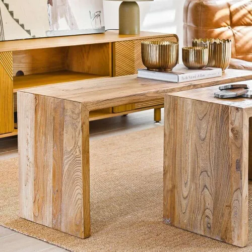 PIE DE CAMA / MESA ANGOSTA / BANCO OLMO NATURAL - 1.10 X 0.35 MTS en Madera natural - Butacas, banquetas y puffs, Uruguay | La Iberica