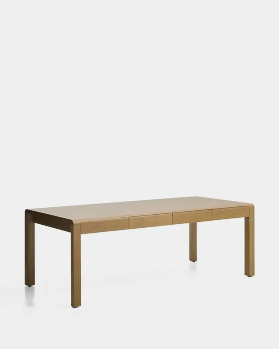 Mesa Arelida en chapa de roble y madera maciza de roble con acabado marrón claro 220 x 100 cm FSC Mix Credit en Marrón - Mesas de comedor, Uruguay | Kavehome