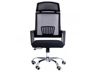 Silla ejecutiva Mesh negra base cromada en Negro - Escritorios y sillas de escritorio, Uruguay | Que Sal Muebleria, vista 3