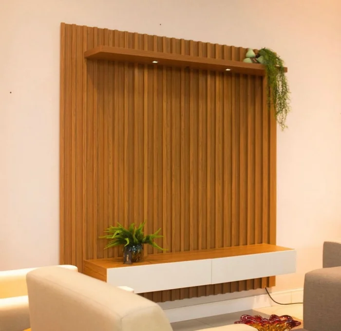 Panel TV con Listones Lara 180CM - 100% MDF en Madera natural - Muebles para TV, Uruguay | Balton, vista 3