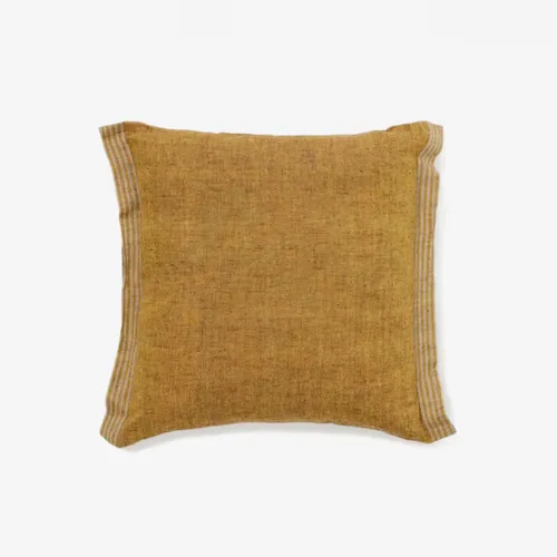 Almohadón Niven 100% lino - mostaza jaspeado con rayas laterales 45 x 45 cm en Verde - Textiles, Uruguay | Kavehome
