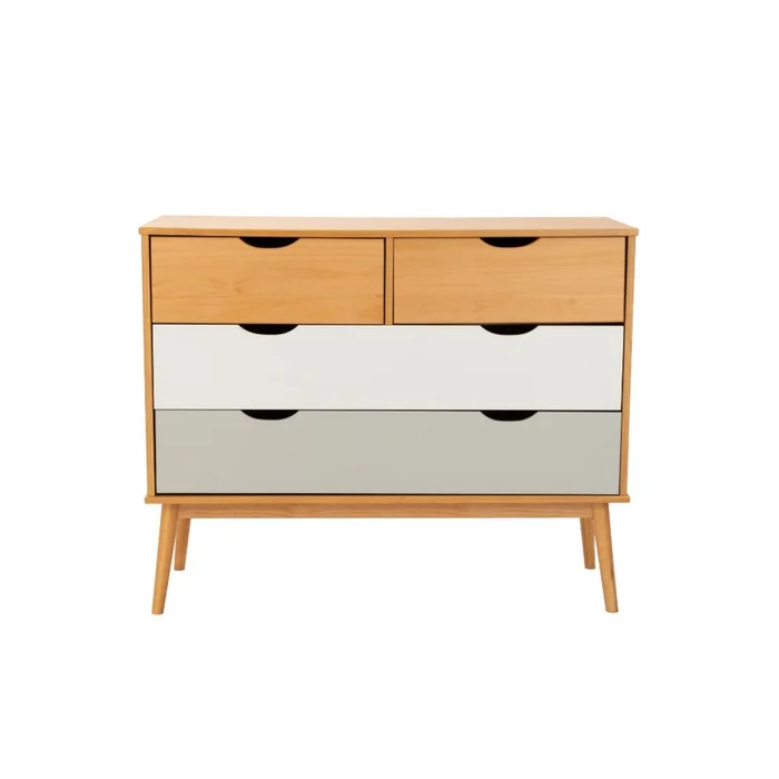 Cómoda 4 Cajones - Linea Nordica - Roble/Gris claro/Blanco en Madera natural - Cómodas, Uruguay | Rústico Hogar, vista 4