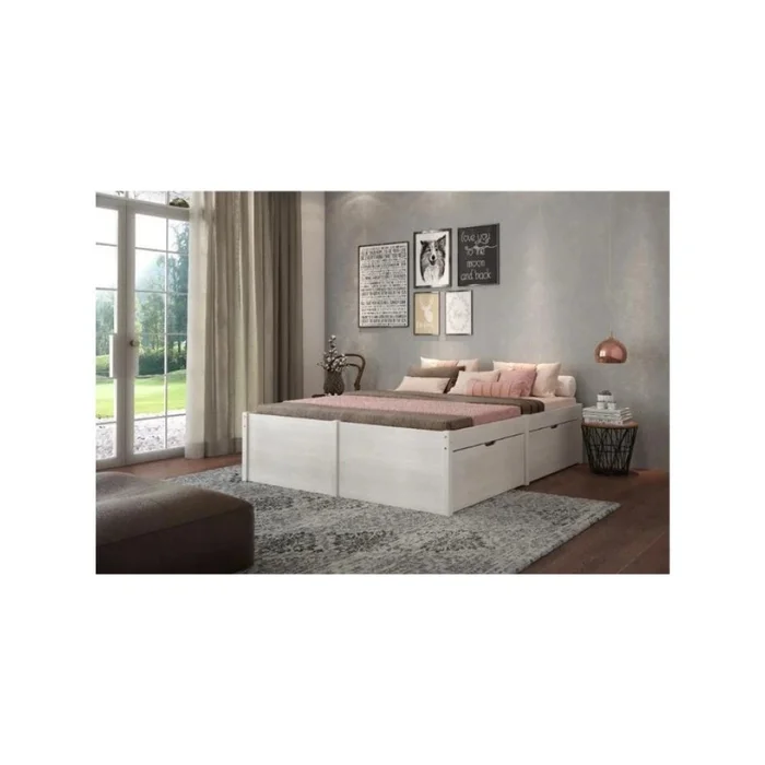 Cama Madera Maciza Con Cajones - Queen - Línea beauty - Blanco en Blanco - Dormitorio, Uruguay | Ecowood, vista 2