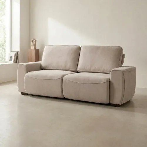 Sofá Adan (Retráctil) - Tela Microfibra - 2 módulos - 12072 (Beige) en Beige - Sillones y sofás, Uruguay | NYR