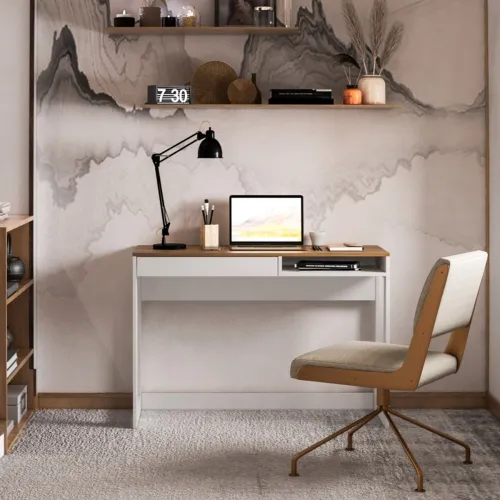 Escritorio Rocklin - White y Aveiro en Negro - Escritorios y sillas de escritorio, Uruguay | NYR