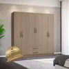 Armario Ropero Placard de 6 Puertas Línea Plus con 2 Cajones y Perchero Horizontal - MDP - Noce en Marrón - Roperos y placares, Uruguay | Mulata, vista 4 de 10