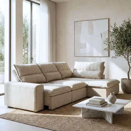 Sillón con Chaise - Alegra 2.65 en Beige - Sillones y sofás, Uruguay | Rústico Hogar