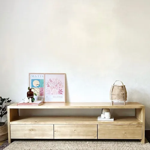 Rack bajo con 3 cajones en Madera natural - Muebles, Uruguay | Decoramuss