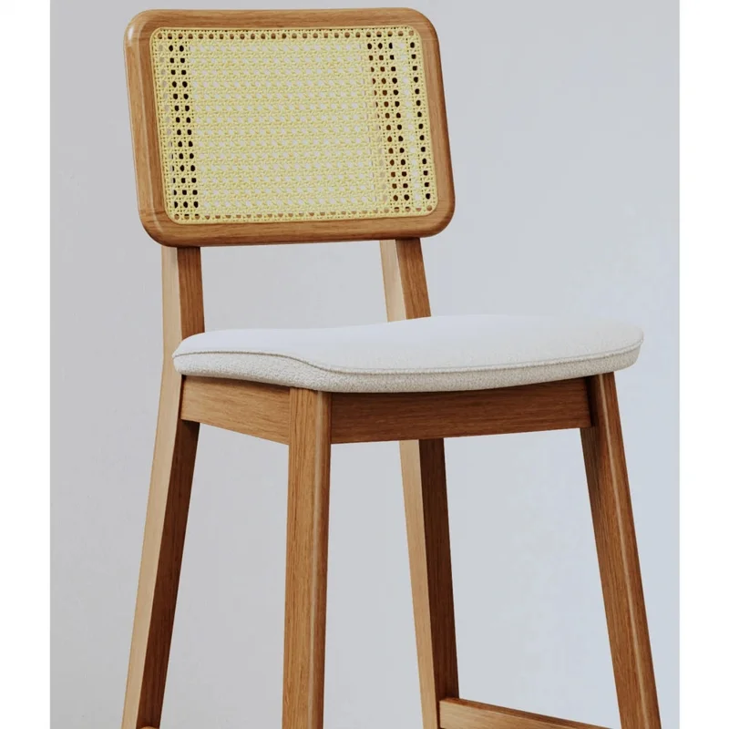 Butaca Banqueta Épsilon - Línea Nevada Bouclé/Ratán en Madera natural - Sillones y sofás, Uruguay | Ecowood, vista 4