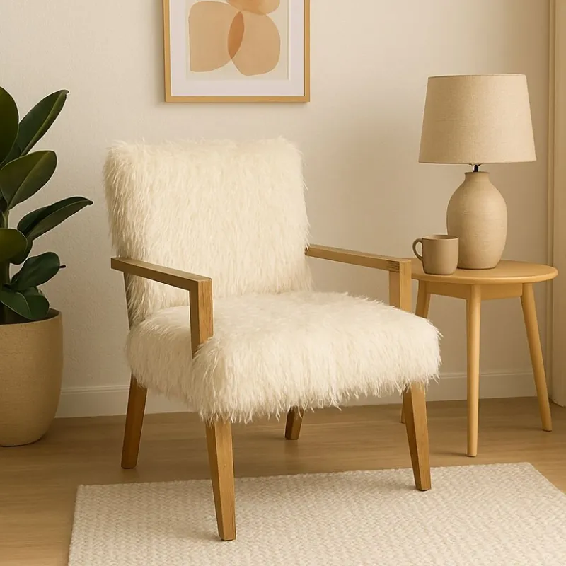 Butaca Ivory Faux en Beige - Butacas, banquetas y puffs, Uruguay | La Cueva Muebles