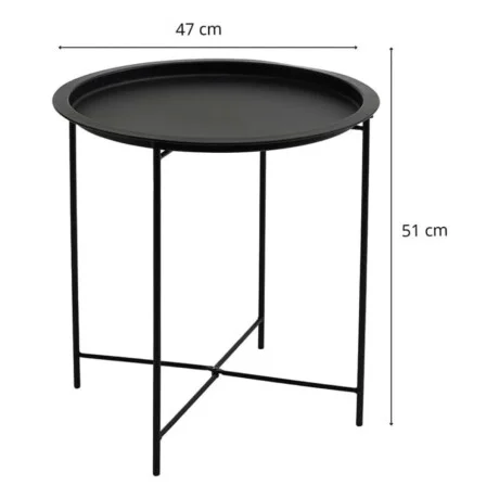 Mesa Lateral con Bandeja Metálica en Negro - Mesas de living, Uruguay | La Cueva Muebles, vista 6