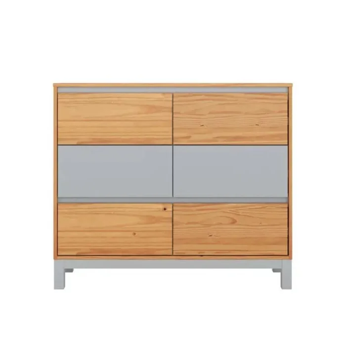 Cómoda 6 Cajones - Madera Maciza Pino/Gris - Square en Multicolor - Cómodas, Uruguay | Rústico Hogar, vista 3