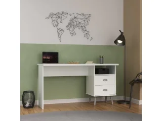 Escritorio 2 Cajones NOGAL/Negro en Marrón - Escritorios y sillas de escritorio, Uruguay | Que Sal Muebleria, vista 3