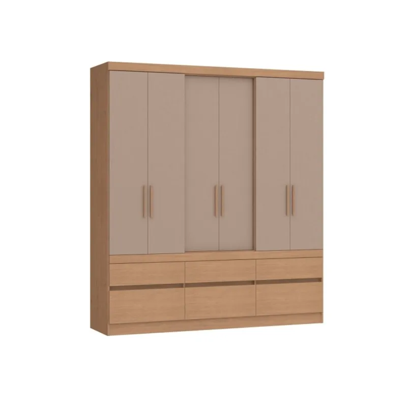 Ropero Cronos 6 Puertas 6 Cajones Angelin Mdp en Madera natural - Roperos y placares, Uruguay | Albanés