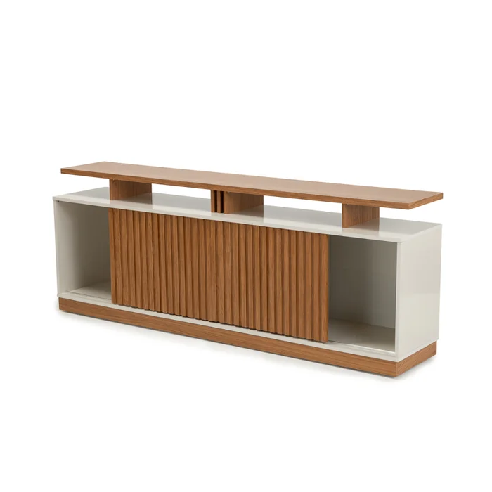 Rack Orlando - Miel y Off White en Blanco - Muebles para TV, Uruguay | NYR