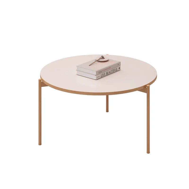 Mesa De Living Redonda Patas Metalicas Mdp en Blanco - Mesas de living, Uruguay | Soy Hogar
