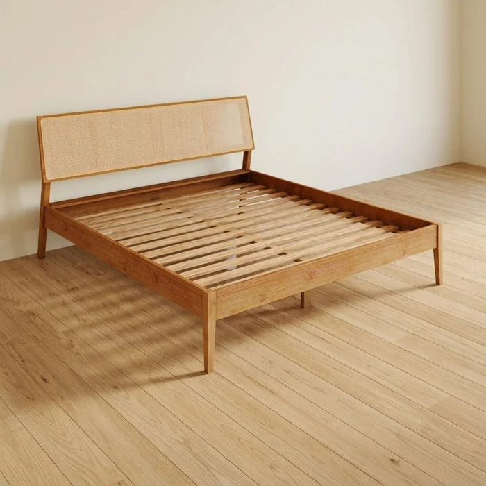 Cama 2 Plazas Madera Marron Praga en Amarillo - Dormitorio, Uruguay | Divino