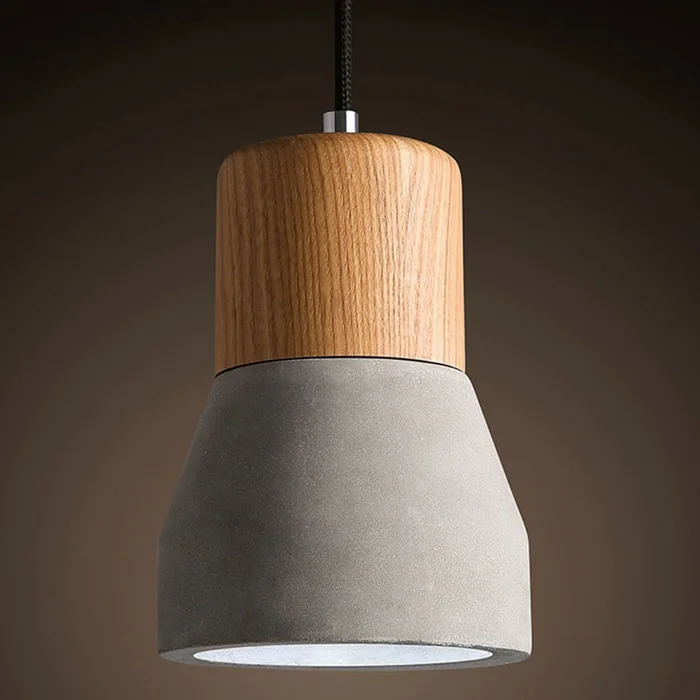 Lámpara en cemento y madera Serafina en Multicolor - Lámparas colgantes, Uruguay | Alta Gracia Deco
