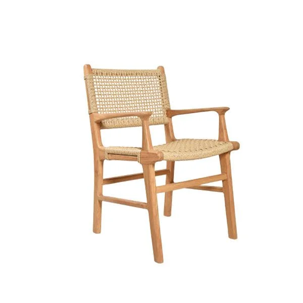 SILLA CATANIA TEKA Y CUERDA CON BRAZOS en Madera natural - Sillas, Uruguay | Más Infinito Casa