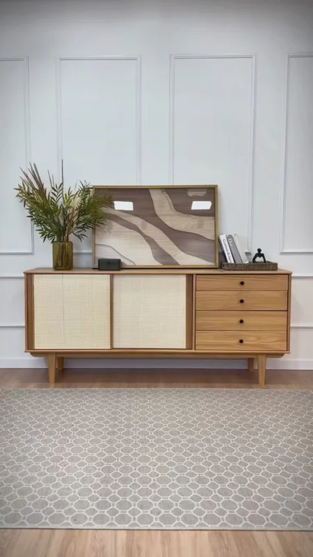 Aparador Buffet 175CM con Ratan Serena - Madera Maciza en Madera natural - Aparadores y recibidores, Uruguay | Balton, vista 3