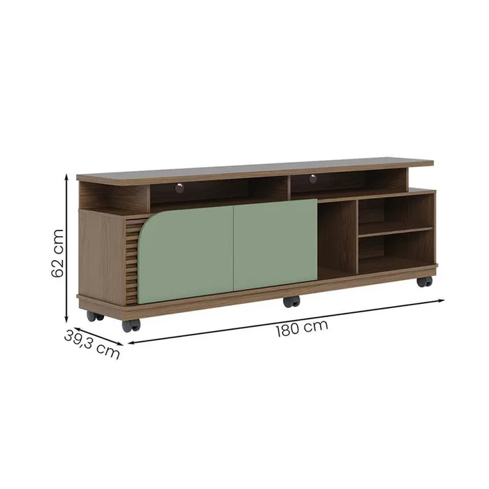 Rack Tv 2 Puertas Varios Estantes Y Ruedas Hasta 65 Pulgadas en Marrón - Muebles para TV, Uruguay | Soy Hogar, vista 4