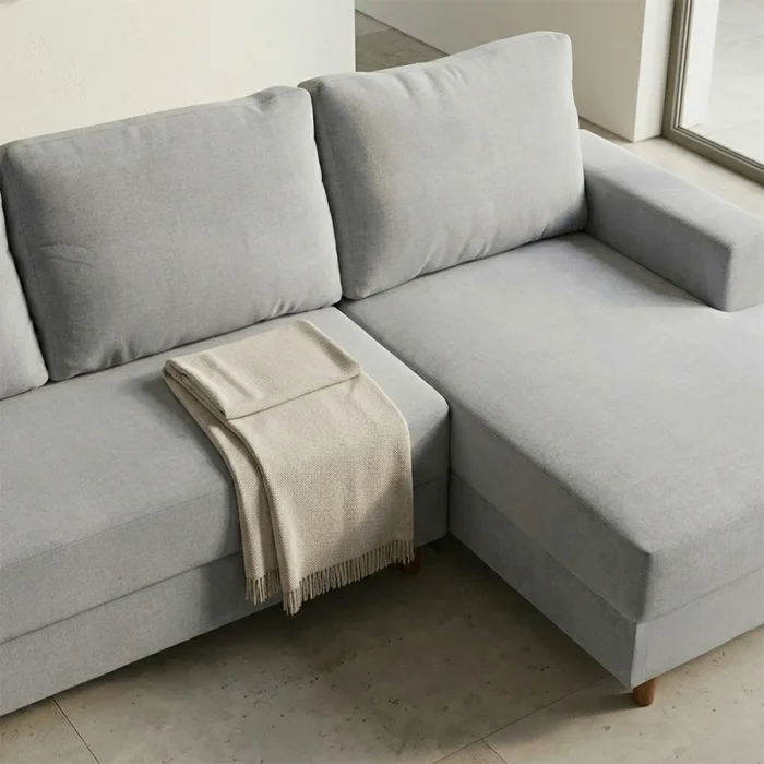 Rinconera Lucci - Tela Microfibra - Chaise derecho - Berlin 05 (Ceniza) en Beige - Sillones y sofás, Uruguay | Nyr, vista 4