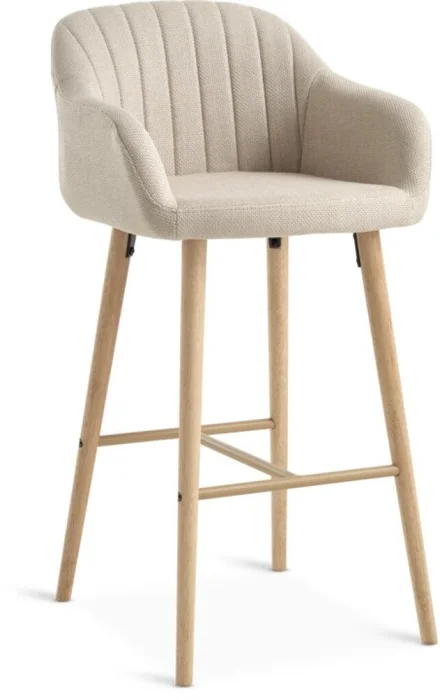 Taburete de bar ADSLEV tela beige/color roble en Beige - Mesas de comedor, Uruguay | JYSK