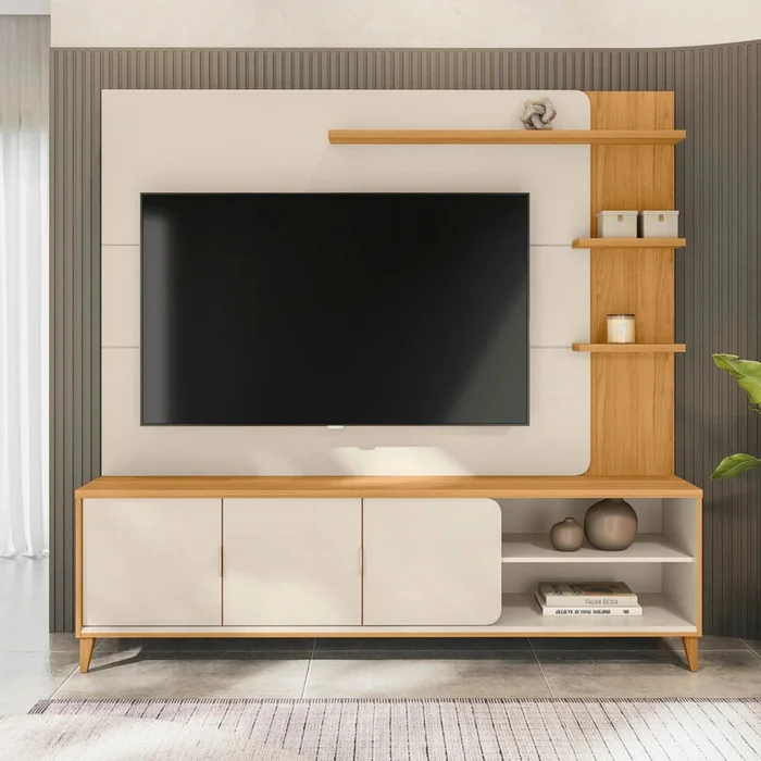 Modular para Tv Napoli Tauari/Blanco - Línea Haus en Blanco - Muebles para TV, Uruguay | Ecowood