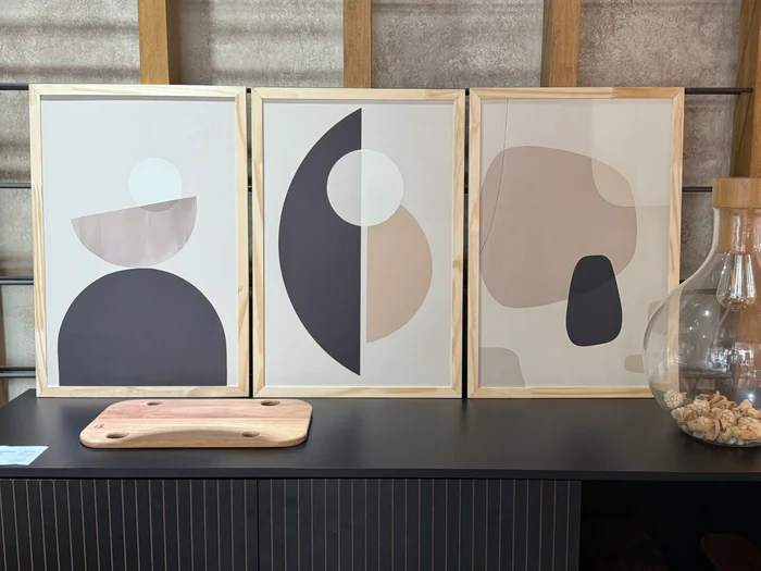 Kit 3 Cuadros – Abstracto Pinterest – 40 x 60 en Crudo / Negro / Beige – Material Marco: Pino – Moldura Caja - Decoración de pared, Uruguay | Berna home, vista 2