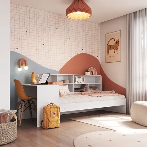 Cama con escritorio y estante - Dormitorio, Uruguay | RM Muebles y Deco