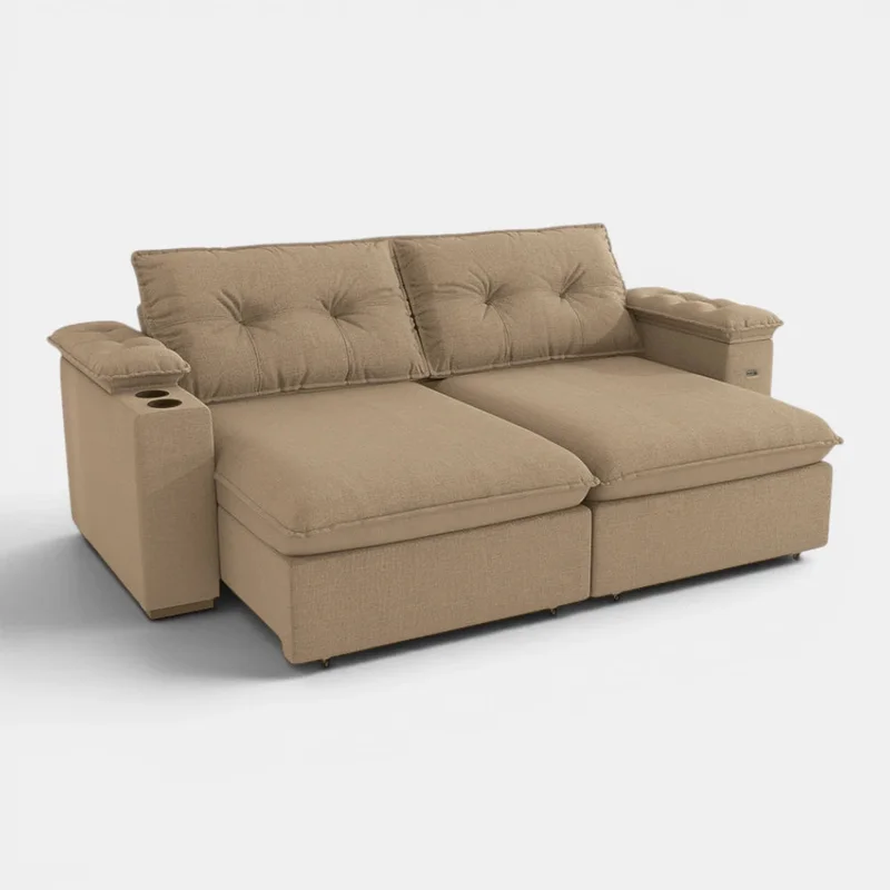 Sofa Zandon 260CM - Retractil/Reclinable en Lino Arena A085 - Sillones y sofás, Uruguay | Balton, vista 5