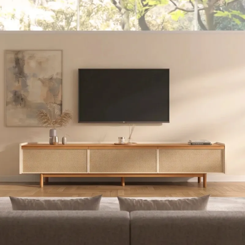 Rack para TV - Maldivas 2.2 - Línea Nevada - Blanco/Natural en Blanco - Muebles para TV, Uruguay | Ecowood