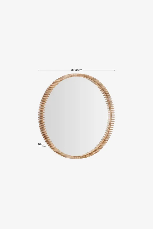 Espejo Polke de madera de teca - Ø 100 cm en Madera natural - Espejos, Uruguay | Kavehome, vista 4