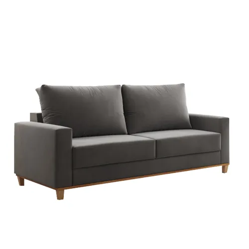 Sillon Sofa 2 Cuerpos En Tela Patas De Madera Living Comedor Gris en Gris - Sillones y sofás, Uruguay | Soy Hogar
