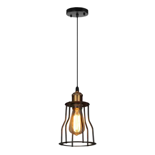 Lámpara Colgante Jaula con portalámpara empavonado - Estilo vintage en Negro - Lámparas colgantes, Uruguay | Bascuhouse
