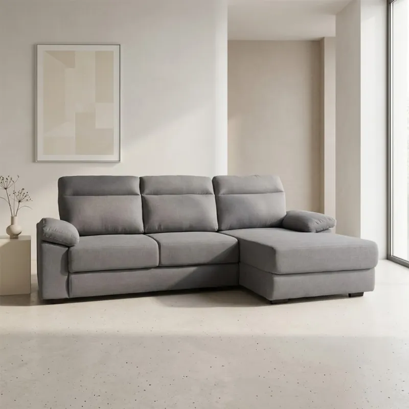 Rinconera Owen - Tela Microfibra - Chaise derecho - 12091 (Gris) en Gris - Sillones y sofás, Uruguay | NYR