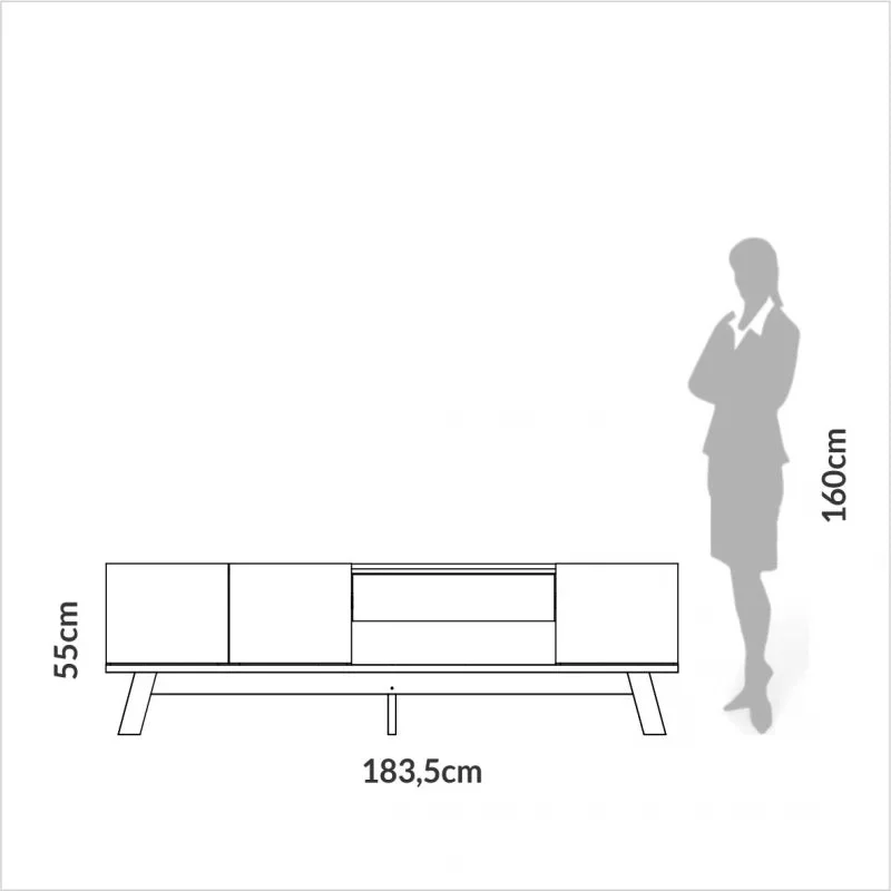 Rack 183cm Linea Lisboa 100% MDF en Madera natural - Muebles para TV, Uruguay | Balton, vista 10