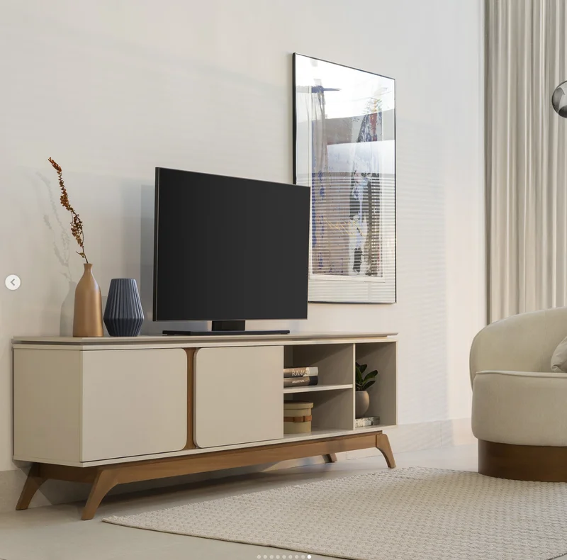 Rack para TV Istambul 200cm Patas en madera maciza en Beige - Muebles para TV, Uruguay | Balton, vista 7