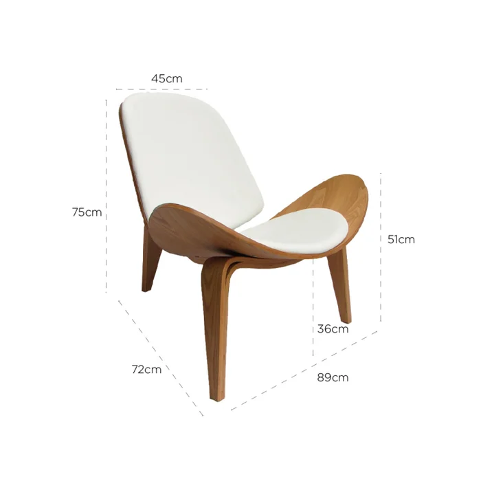 Butaca Shell - Natural y cuero blanco en Blanco, Natural - Butacas, banquetas y puffs, Uruguay | Walnut, vista 5