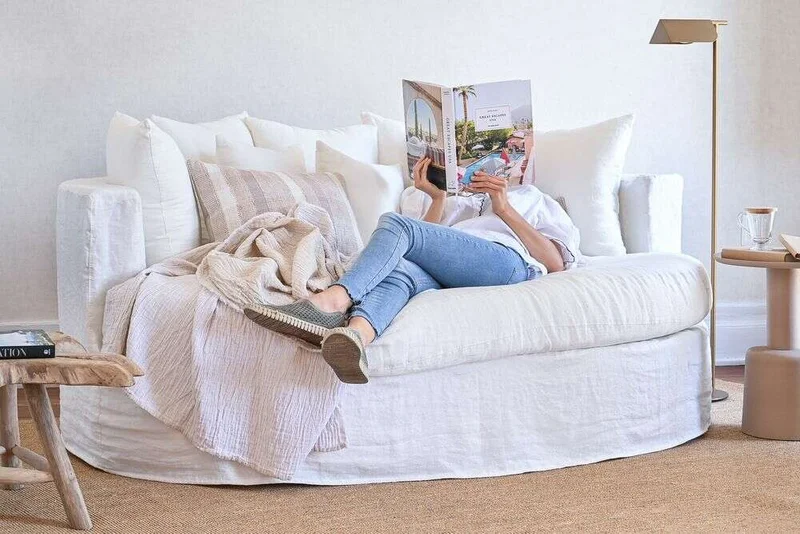 SILLON LUNA - OVAL - LINO BLANCO en Blanco - Sillones y sofás, Uruguay | La Iberica, vista 3