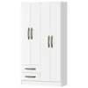Ropero Blanco 4 puertas 2 cajones con estantes y perchero 172x90x35 cm Interior Natural en Blanco - Roperos y placares, Uruguay | Mulata, vista 5 de 6