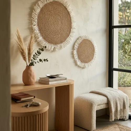 Individual / Aplique Alelí Blanco y Natural en Blanco - Decoración de pared, Uruguay | Indrana