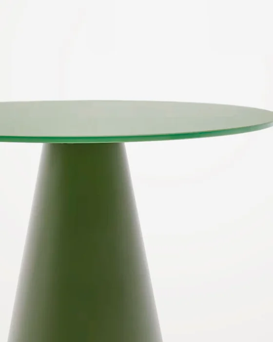 Mesa auxiliar Wilshire cristal templado glaseado y acero acabado - pintado verde mate Ø50cm en Verde - Mesas de arrimo, Uruguay | Kavehome, vista 5