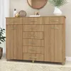 Comoda Cajonera de 8 cajones 2 puertas 1 perchero y 2 estantes internos para Dormitorio o Living - FE - Miel en Marrón - Cómodas, Uruguay | Mulata, vista 1 de 5