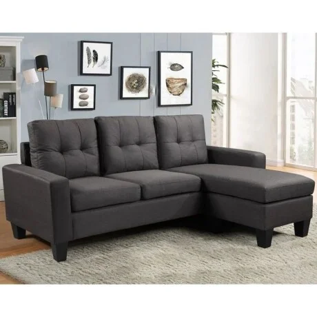 Sillon 3 cuerpos con chaise Herbie - GRIS en Gris, Uruguay | La Cueva Muebles, vista 8