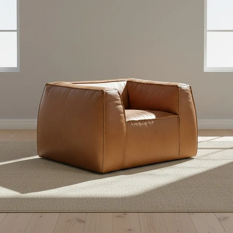 Sofá Cuero Marron Tufa Camel en Beige - Sillones y sofás, Uruguay | Divino