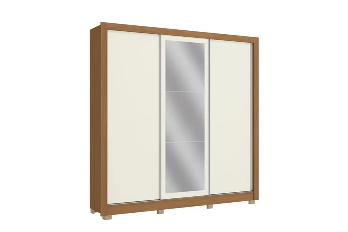 Ropero c/Espejo 3 Puertas Corredizas y 2 Cajones - 223cm. en Blanco - Roperos y placares, Uruguay | Delta Center
