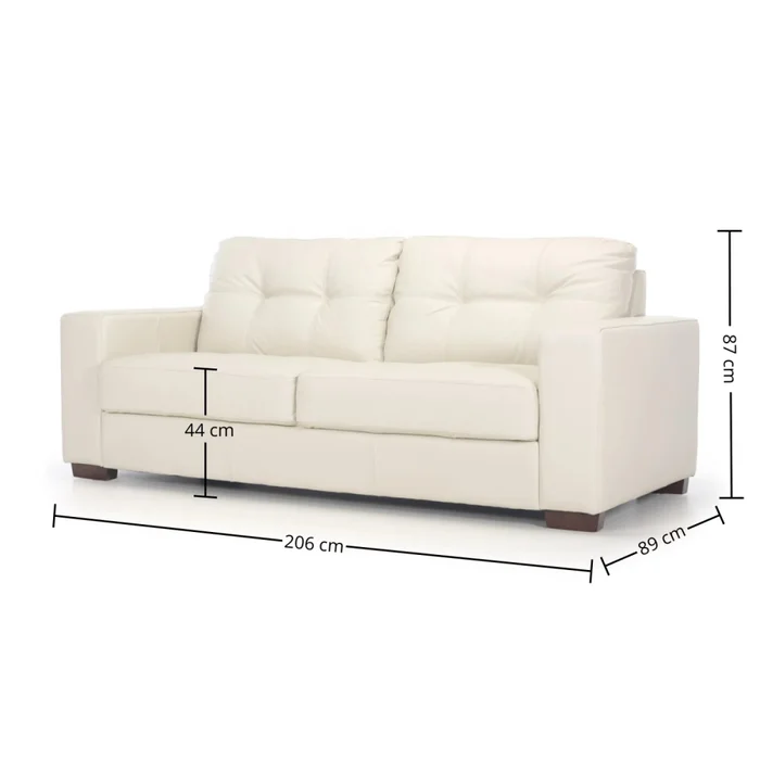 Sofá Fargo - Cuero Básico - 3 cuerpos - 509 (Off White) en Blanco - Sillones y sofás, Uruguay | NYR, vista 3