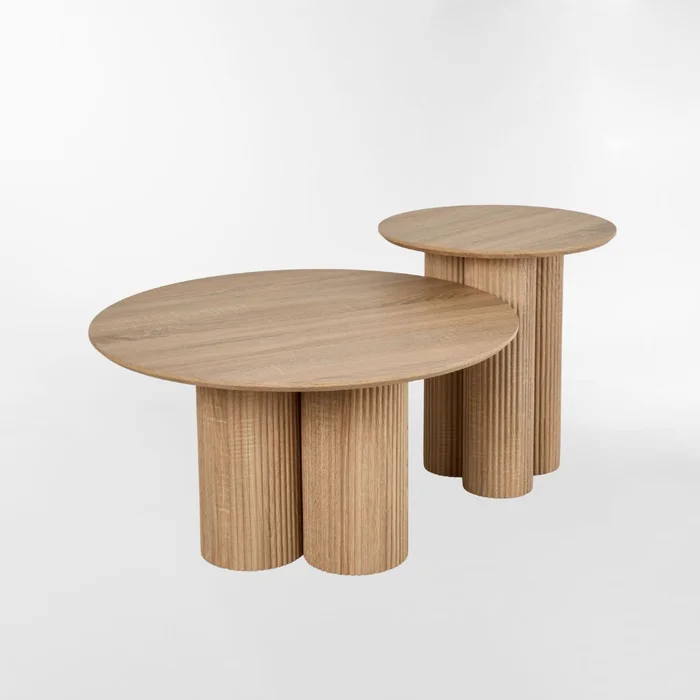 MESA DE CENTRO MONICA SET Roble CIRCULAR en Madera natural - Mesas de comedor, Uruguay | Viasono, vista 2